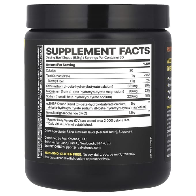 Real Ketones, Elevate BHB 5000, Neutraal, 7.3 oz (207 gr)
