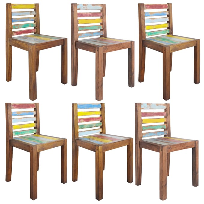 vidaXL - Eetkamerstoelen - 6 - st - massief - gerecycled - hout