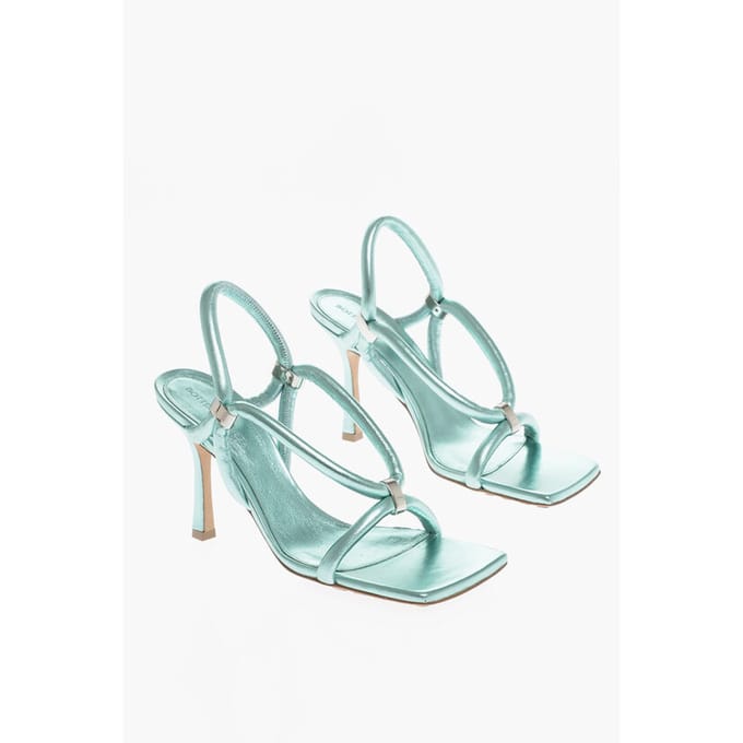 Leren sandalen Metallic Effect 9 cm in Lichtblauw