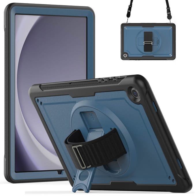 Accezz Tablet Hoes - Geschikt voor Samsung Galaxy Tab A9 Plus - Backcover Shoulder Strap - Blauw
