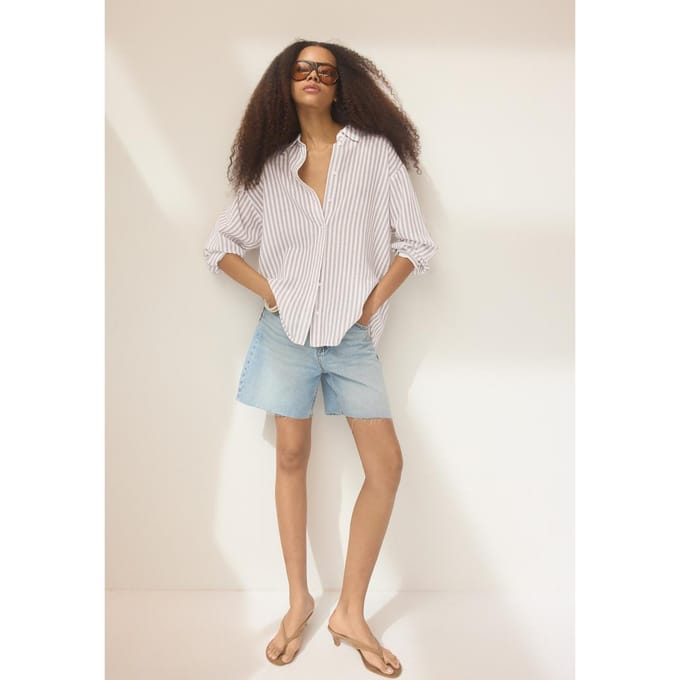 Stradivarius Overhemd met linnenlook  Bruin M