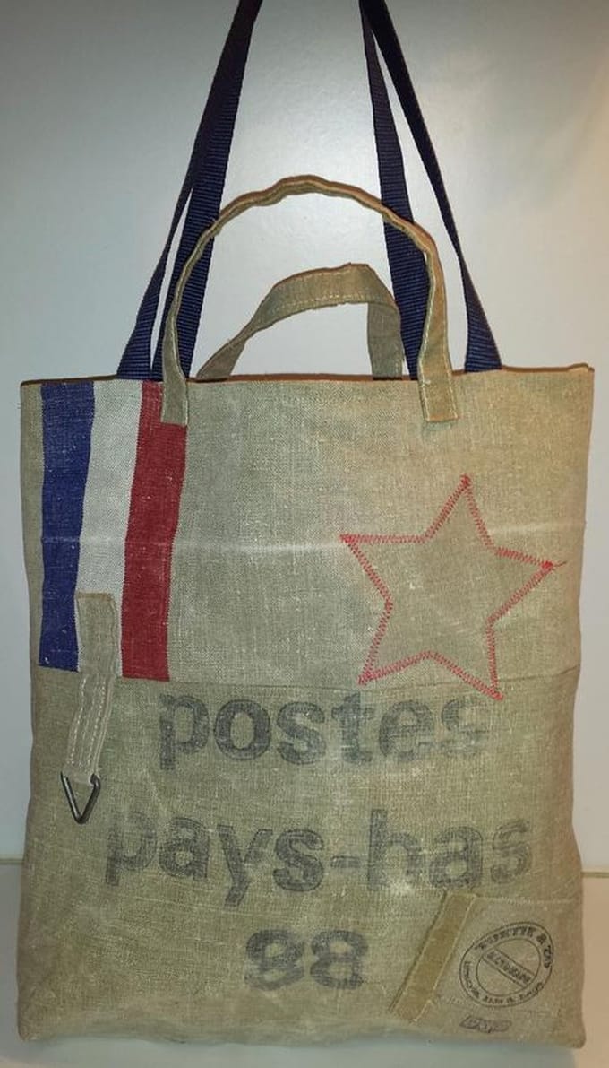 Toetie & Zo Handgemaakte Tas Shopper PTT Post, schoudertas, strandtas