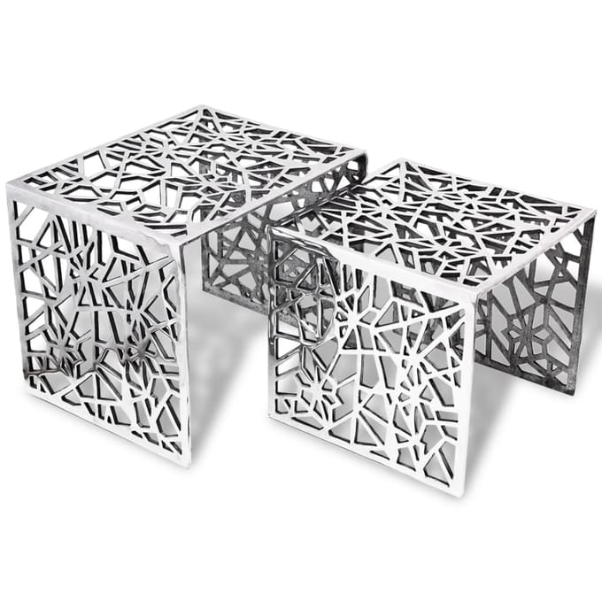 vidaXL - Bijzettafels - 2 - stuks - vierkant - aluminium - zilver