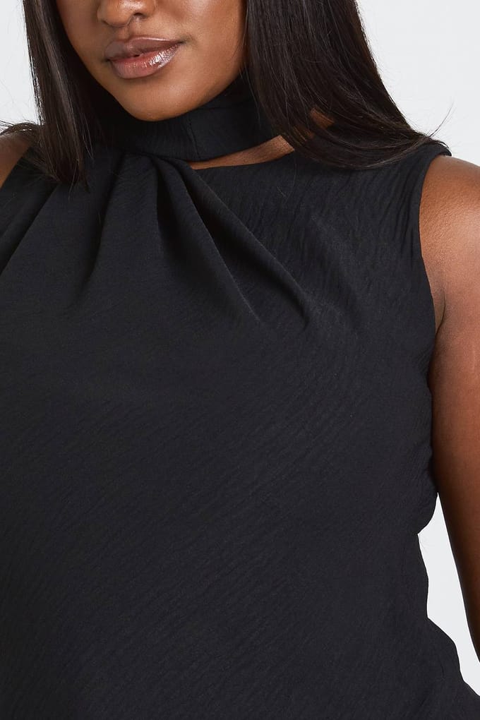 boohoo Dames Plus Wikkel Sjaal Top | Zwart | Maat: 54