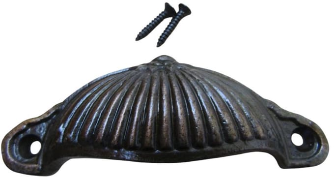 Ridged Cup Pull Handle Antique Copper