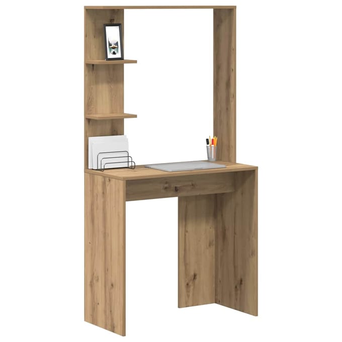 vidaXL - Bureau - Artisan - Eiken - Bewerkt - hout - 78,5 - x - 37 - x - 154,5 - cm
