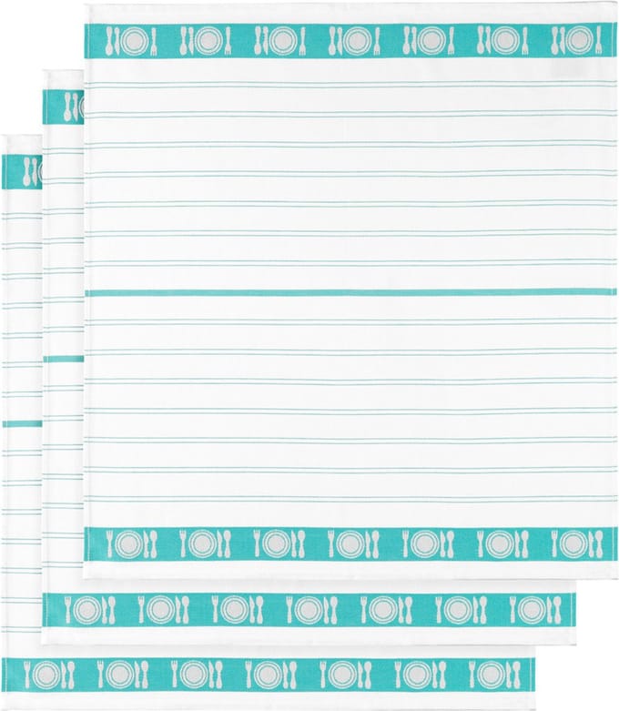 De Witte Lietaer Theedoek BML, Aqua - 3 stuks - 65 x 65 cm - Katoen