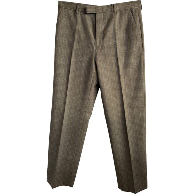 Gucci gestreepte broek met visgraatmotief in bruine wol