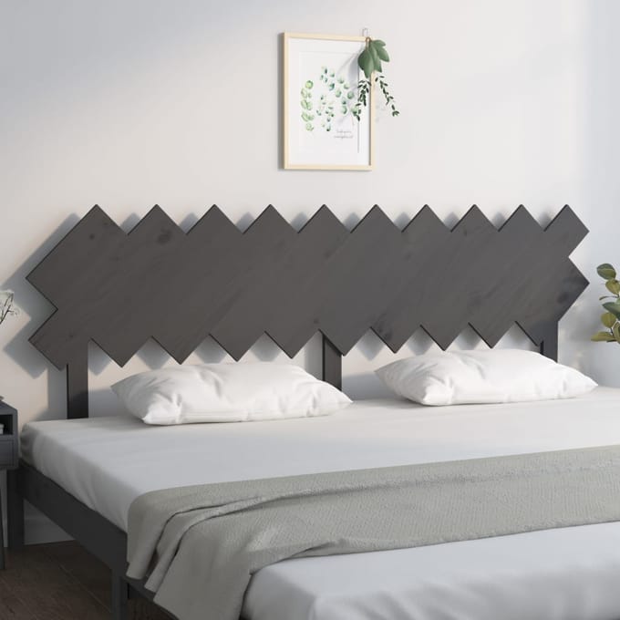 vidaXL - Hoofdbord - 196x3x80,5 - cm - massief - grenenhout - grijs