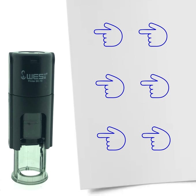 CombiCraft Stempel wijzen naar links 10mm rond - Blauwe inkt