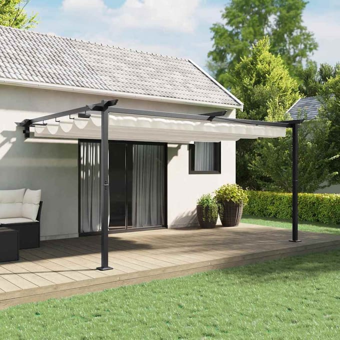 vidaXL - Prieel - 400 - x - 300 - x - 200 - cm - Crèmekleurig - Polyester
