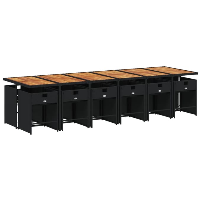 vidaXL - 13-delige - Tuinset - met - kussens - poly - rattan - zwart