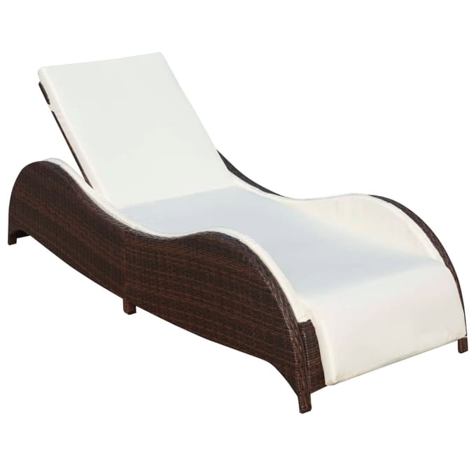 vidaXL - Ligbed - met - kussen - poly - rattan - bruin