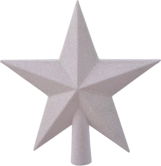 Decoris kerstboom piek - ster vorm - wit parelmoer - glitter - 19 cm - kunststof - kerstpiek