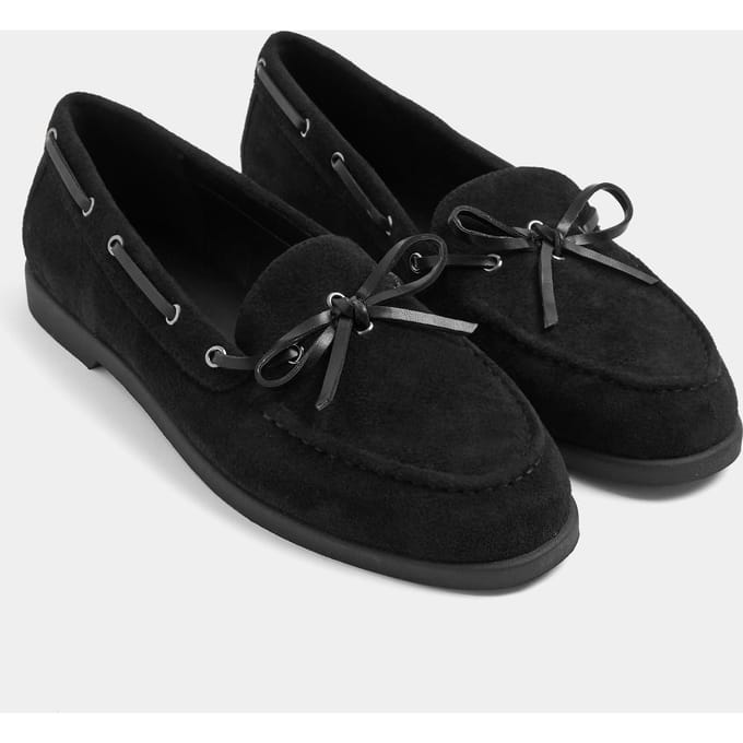 Yours Zwarte Bootschoenen Van Imitatiesuède Met Strik In Brede Epasvormsize 42E