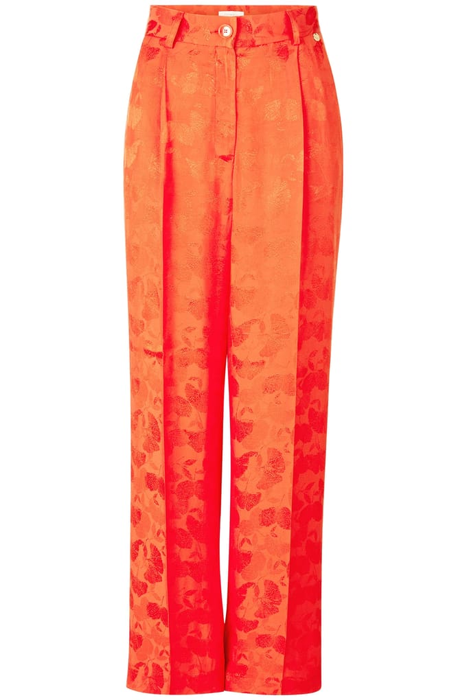 Rich & Royal Jacquard Pants Cherry Tomato Maat: 34 | Straight Broeken Outlet | Dames
