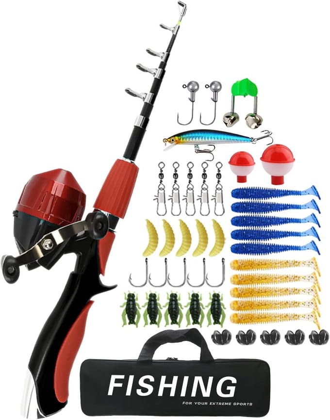 Kinderhengel Set - Jeugd hengel - Beginners vissen - Telescopisch ontwerp - 16 meter - Rood