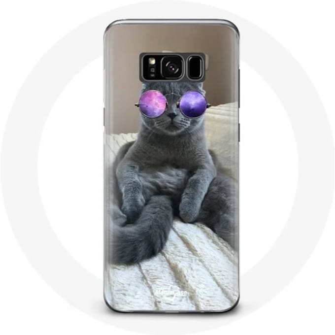 Case voor Samsung Galaxy S8 Cat met paarse bril paars