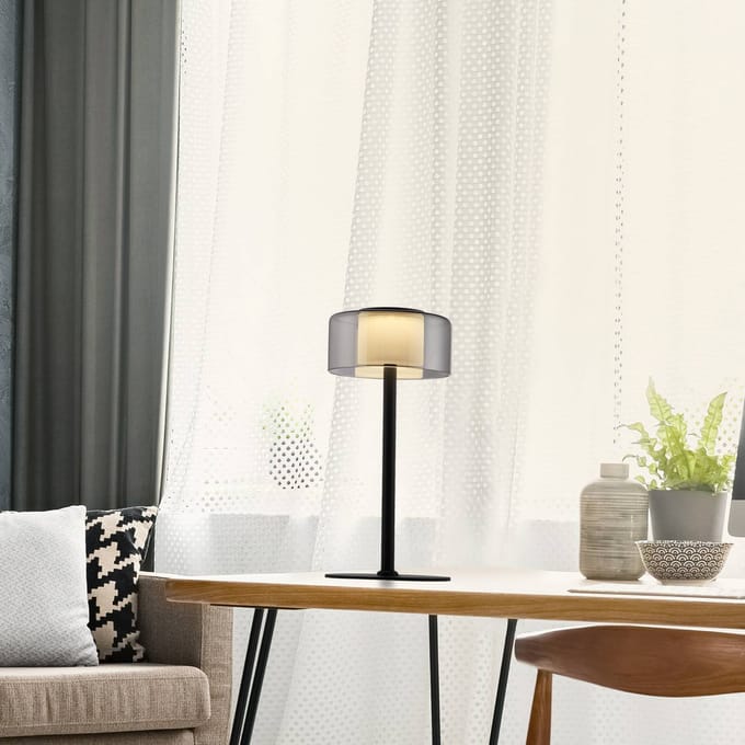 Paul Neuhaus LED tafellamp Rika, glas, 33 cm hoog, dimbaar