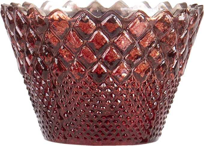 Clayre & Eef Theelichthouder Ø 10x7 cm Rood Glas