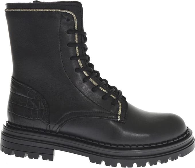 Hip H1701 234 10CO Zwart Combi Meisjes Veterboot - Zwart - 33