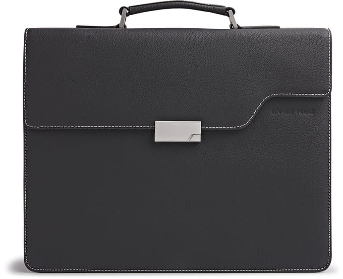 Evan Red Amsterdam Briefcase - Zwart - Leer - Aktetas - Laptoptas