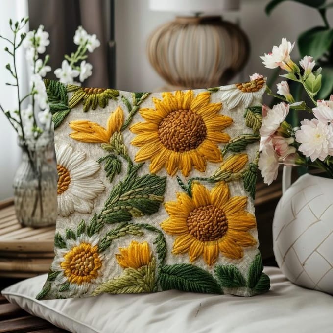 Zonnebloem Retro Kussensloop Ondersteunt Vierdelige Set Lente- en Zomerkussenslopen 45*45cm orange