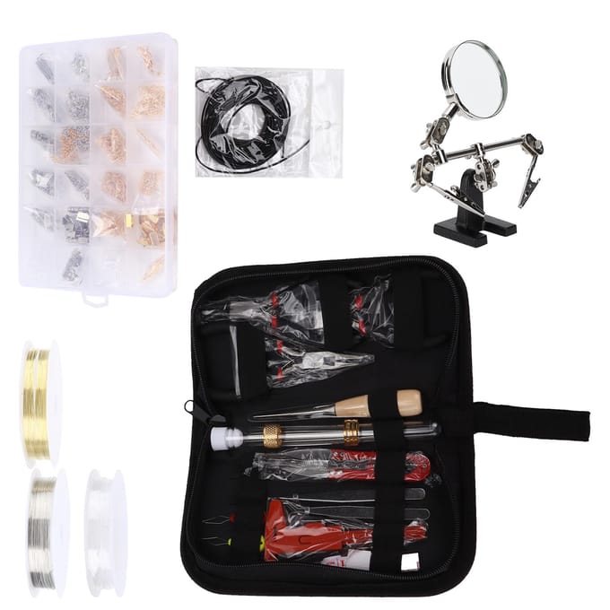 Sieraden Maak Set Tangen Ketting Open Ring Kit Kralen DIY Handwerk Accessoires black