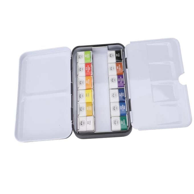 Aquarelverfset Draagbare IJzeren Doos Solide Professionele Aquarelkit voor Kunstenaars Studenten 12 white