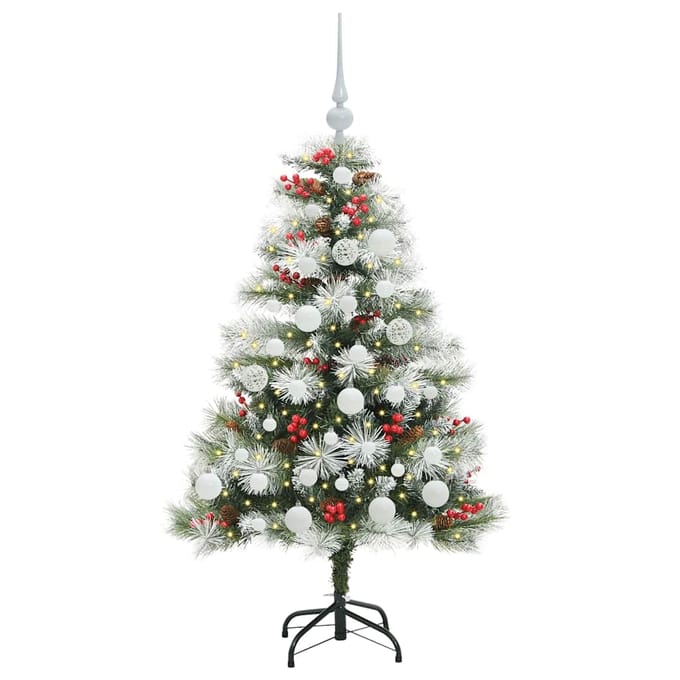 vidaXL - Kunstkerstboom - Groen - en - wit - 120 - cm - PVC - en - Metaal - en - Plastic