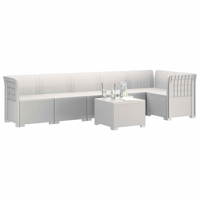 vidaXL - 6-Zits - Tuinbank - Rattan - uitstraling - PP - Wit