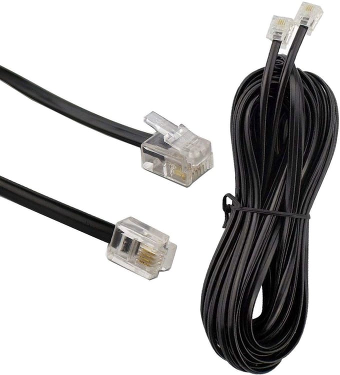 Allecto - Telefoonkabel - RJ11-RJ11 - Platte stekker - Wit - Modem en router aansluiting - Ideaal voor fax