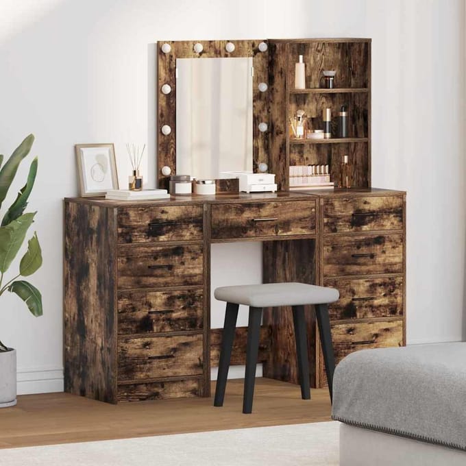 vidaXL - Kaptafel - 3 - st - Bruin - 40 - x - 41 - x - 135 - cm - Bewerkt - hout