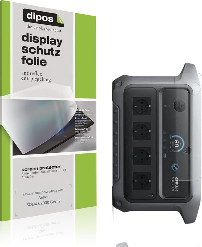 dipos – 2x Matte Beschermfolie geschikt voor Anker SOLIX C2000 Gen 2 | Krasbestendige & antireflecterende Screenprotector Ultra-Thin