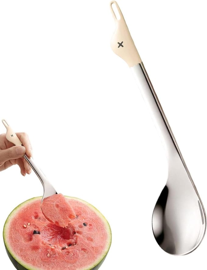 Watermeloenlepel - Fruit lepel - Desserts maken - Eendenontwerp - 20.3 cm - Beige