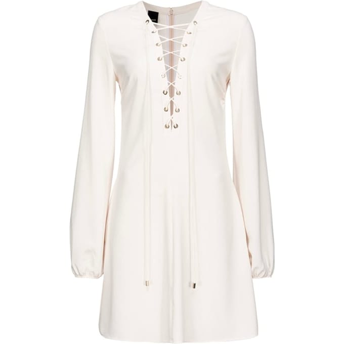 PINKO Affabile Abito Crepe Fluido Con Stringature Silk White Taglia: 40 | Abiti Mini Outlet | Donna | Bianco
