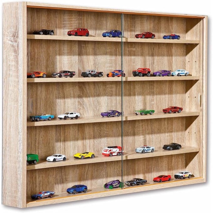 MKSS® Vitrinekast met Glas - Vitrinekasten Woonkamer - 80x60x9.5 - Natuurlijk