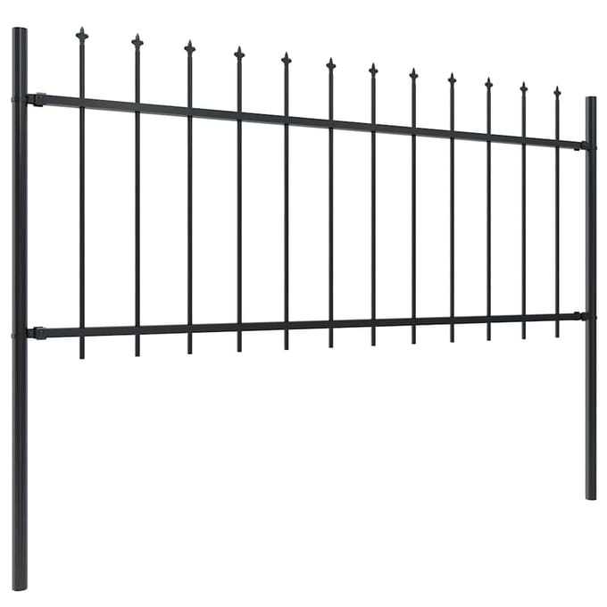 vidaXL - Tuinhek - met - speerpunt - staal - 1673x80 - cm - zwart
