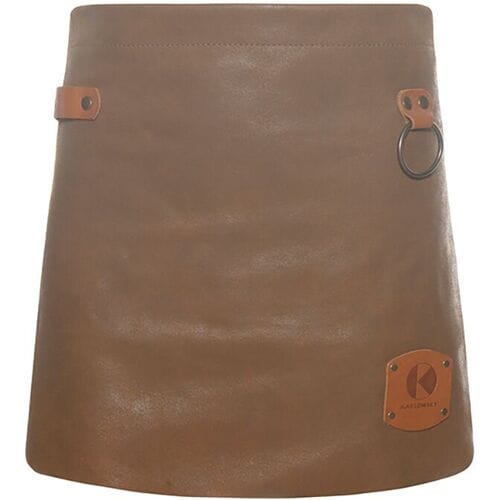(6 Stuks) KARLOWSKY Schort met Leren Voorbinder - Caramel Bruin