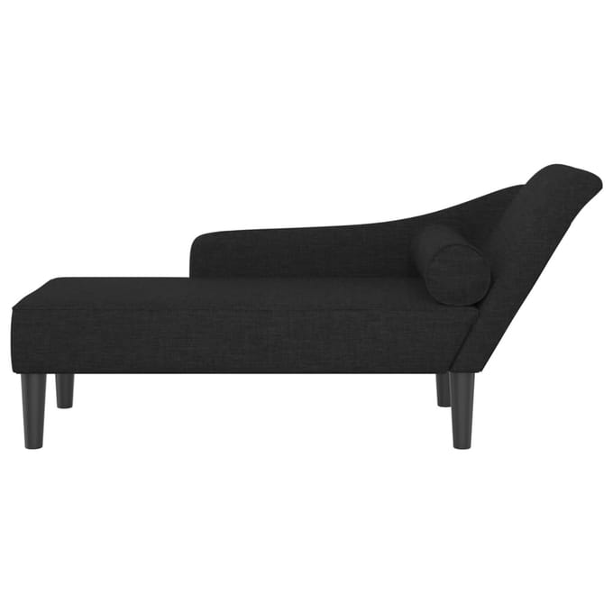vidaXL - Chaise - longue - met - kussens - stof - zwart