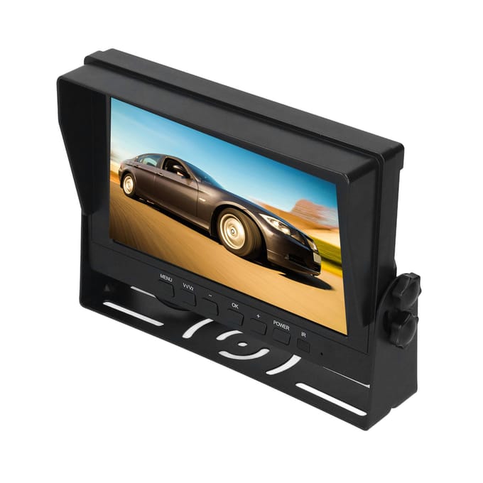 Moniteur de rétroviseur IPS HD Vue Complète 2 Entrées Vidéo Conception avec Pare-soleil pour Camions Moissonneuses gray
