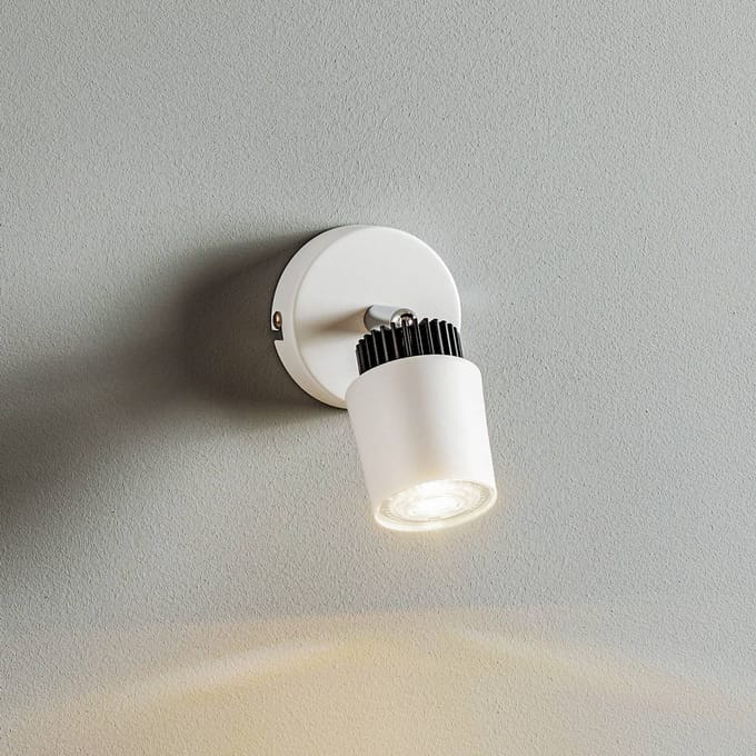 Lamkur Wandspot Tec in wit, 1-lamp