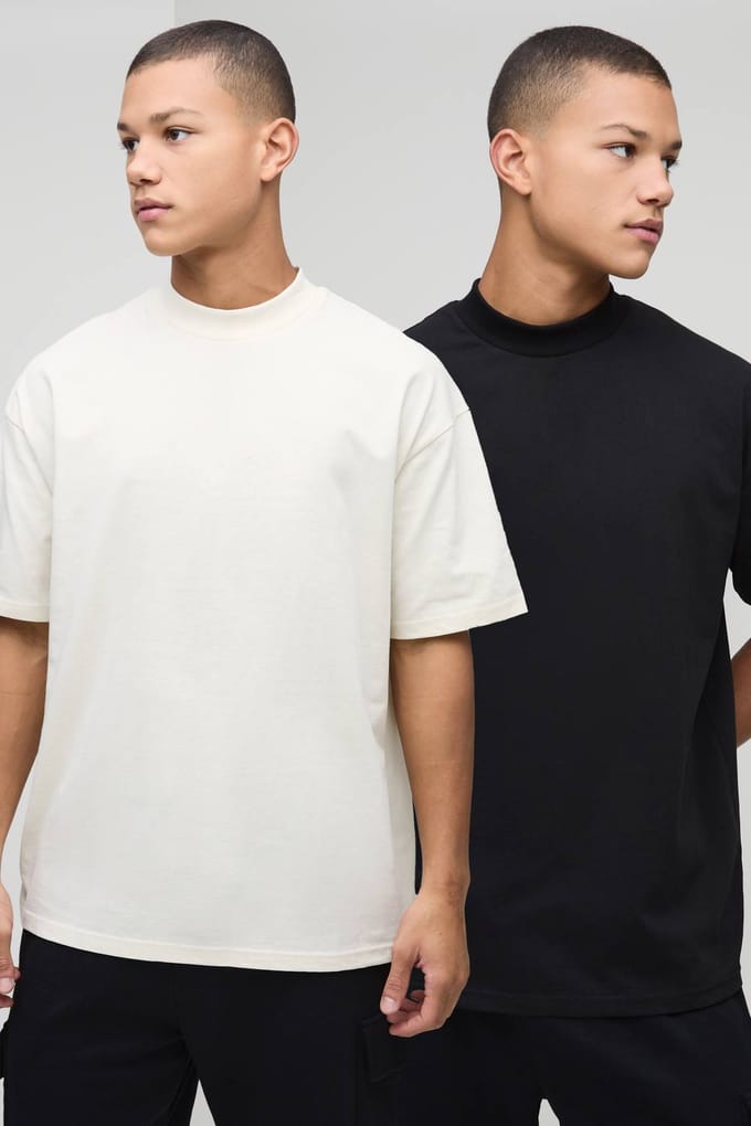 2-Pack Oversized Heavyweight Crew Neck T-Shirts | Size Medium