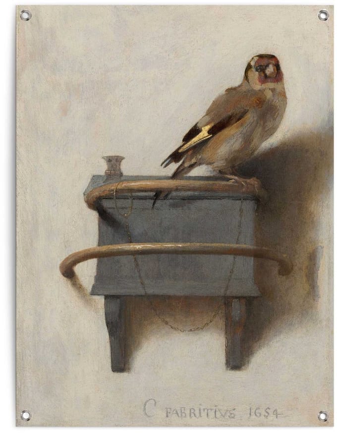 Tuinposter Carel Fabritius - Het Puttertje - 80 x 60 - Canvas - REINDERS