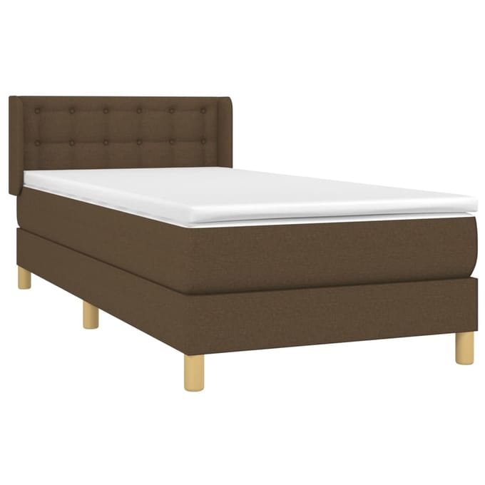 vidaXL - Boxspring - met - matras - stof - donkerbruin - 90x200 - cm