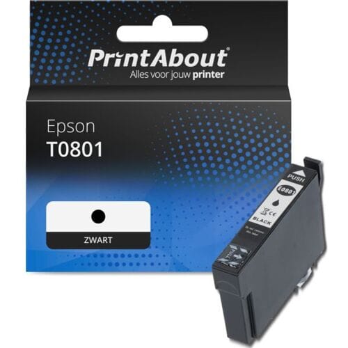 PrintAbout Inktcartridge T0801 Zwart geschikt voor Epson