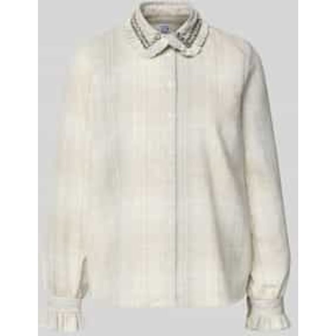 Regular fit overhemdblouse met platte kraag en siersteentjes