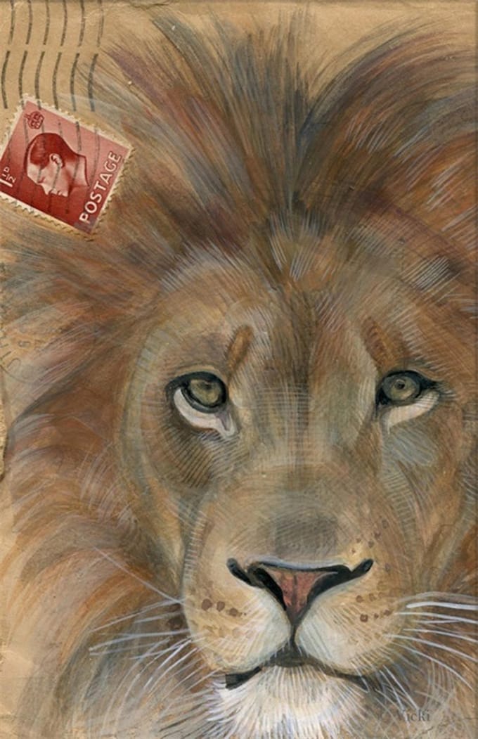 Dubbele kaart met env. Leeuw 11,5x17,5cm
