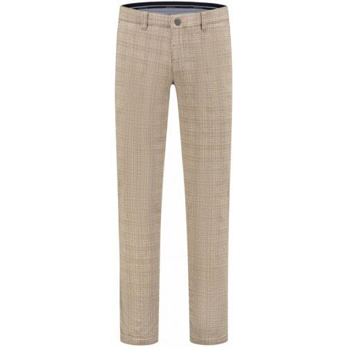 Com4 Broek Modern Chino Check Donker Beige / male