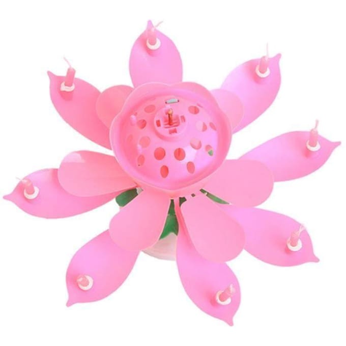 Bougie Musical bougie d'anniversaire Rotative en Forme de Fleur Lotus Light - ROSE